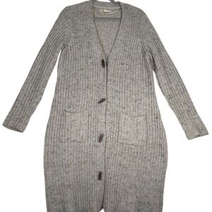 Ruff Hewn Women's Long Cardigan Sweater L Neutral Wool Blend Cozy Cottagecore